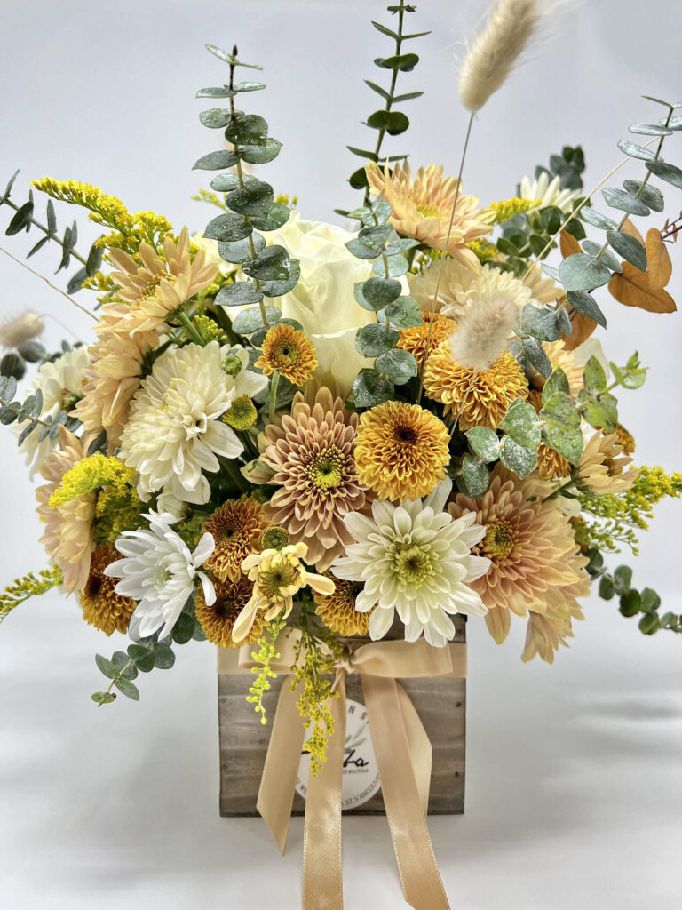 Buy floral arrangement wooden box in vancouver