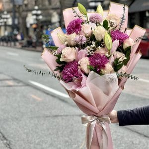 Lavender Dream Bouquet featuring lilac chrysanthemums and roses – flower delivery Vancouver