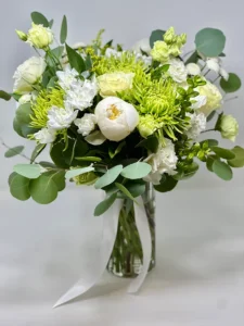 White and green vase arrangement Vancouver – seasonal flower bouquet by Floba