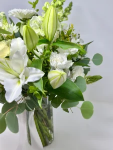 White and green vase arrangement Vancouver – seasonal flower bouquet by Floba