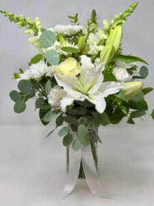 White and green vase arrangement Vancouver – seasonal flower bouquet by Floba