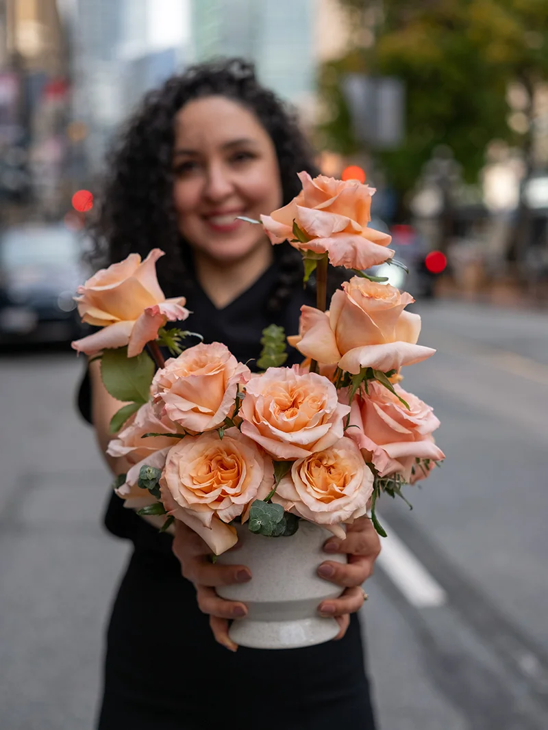 Elegant Peach Roses Vancouver – Floba Flower Boutique peach rose vase arrangement vancouver by Floba Flower Boutique